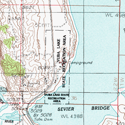 Topographic Map of Yuba Campground, UT