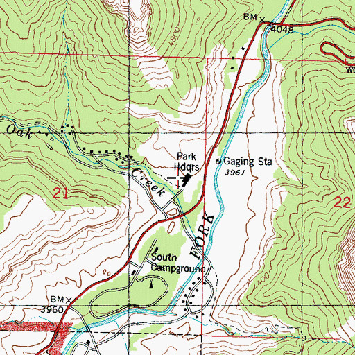 Topographic Map of Zion Canyon Visitor Center, UT
