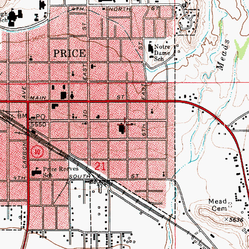 Topographic Map of Assembly of God Church, UT