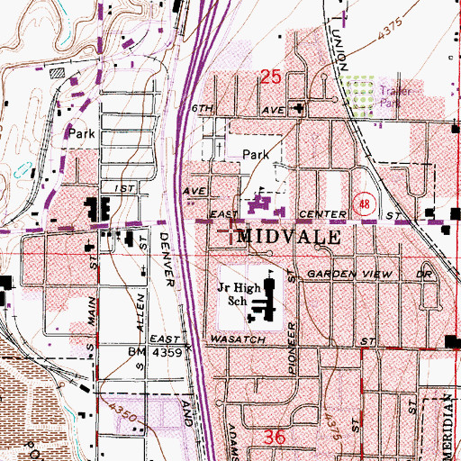 Topographic Map of Capilla Bautista Bethel, UT