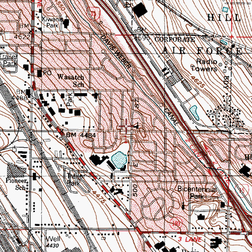 Topographic Map of Clearfield Community Church, UT
