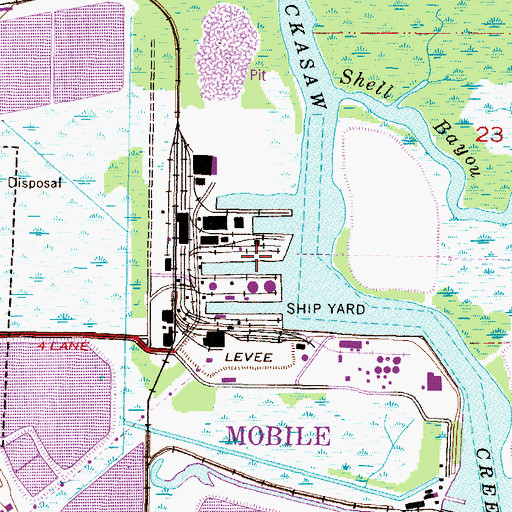 Topographic Map of Port of Chickasaw, AL