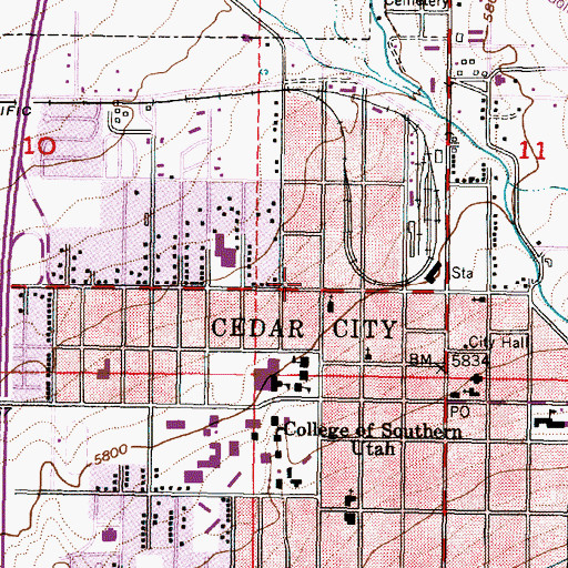 Topographic Map of First Baptist Church, UT
