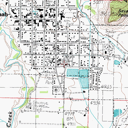 Topographic Map of First Baptist Church, UT