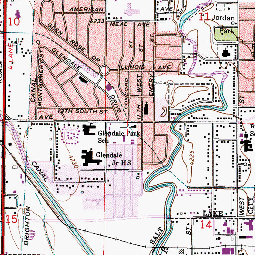 Topographic Map of Glendale Baptist Church, UT