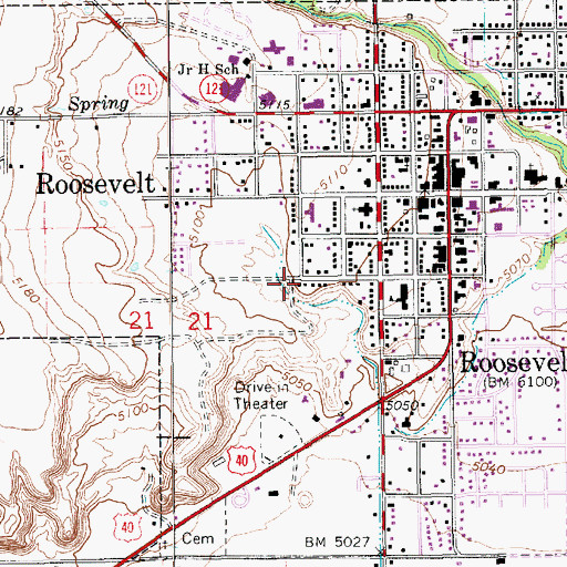 Topographic Map of Jehovahs Witnesses Roosevelt Congregation, UT