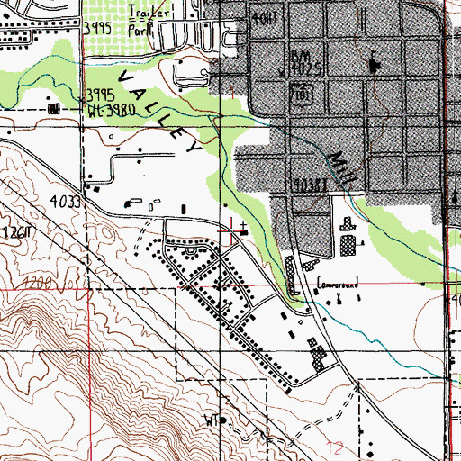 Topographic Map of Moab Baptist Church, UT