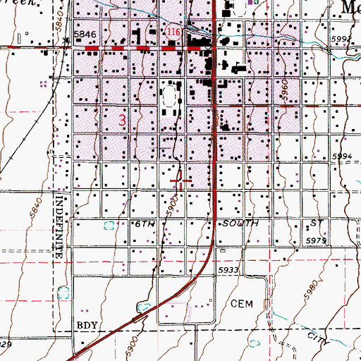 Topographic Map of Mount Pleasant First Presbyterian Church, UT