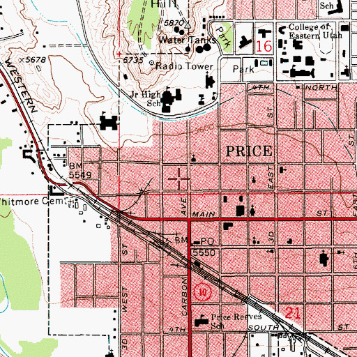 Topographic Map of Notre Dame Catholic Church, UT