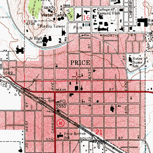 Topographic Map of Price Chapel, UT