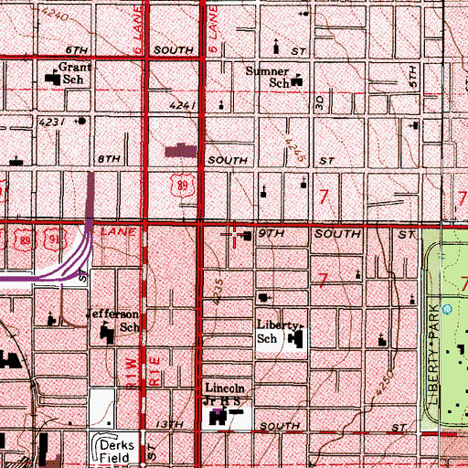 Topographic Map of Sacred Heart Catholic Church, UT