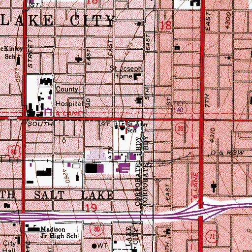 Topographic Map of Saint Anns Catholic Church, UT