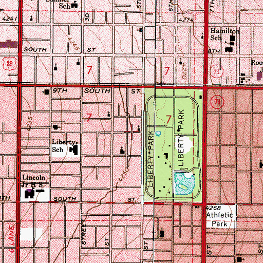 Topographic Map of Saint Johns Lutheran Church, UT