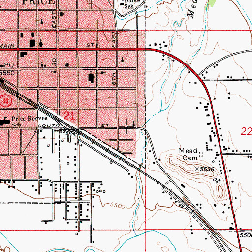 Topographic Map of Spanish Assembly of God Church, UT