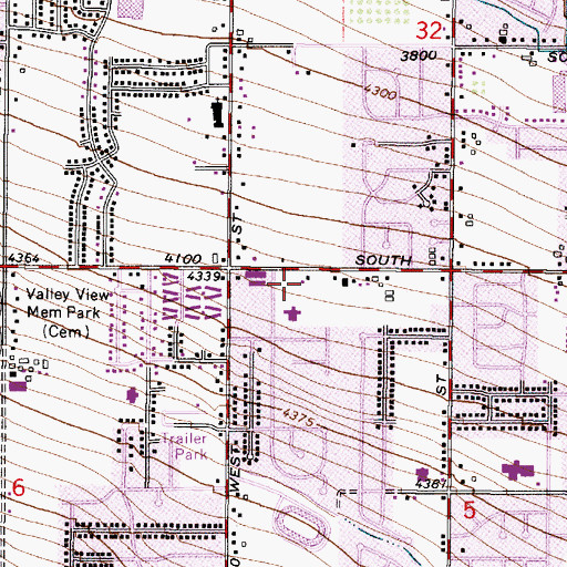 Topographic Map of West Valley Seventh Day Adventist Church, UT