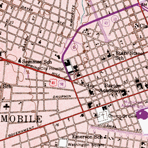 Topographic Map of Providence Infirmary (historical), AL