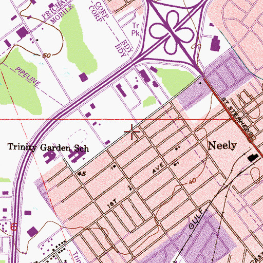 Topographic Map of Robin Temple Church of God in Christ, AL