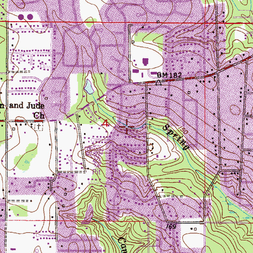 Topographic Map of Rolling Acres, AL