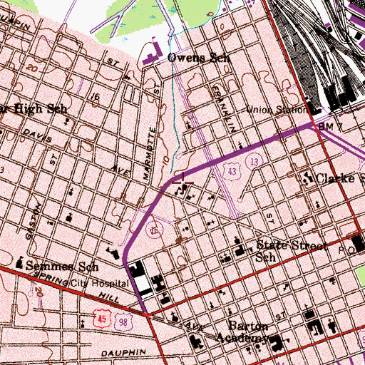 Topographic Map of Saint Anthonys Roman Catholic Church, AL