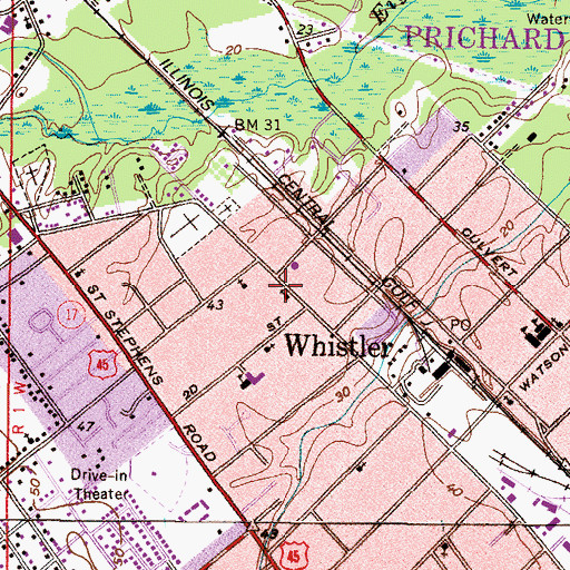 Topographic Map of Saint Bridget Catholic Church, AL