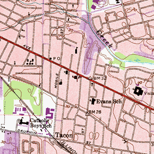 Topographic Map of Saint Catherine of Siena Catholic Church, AL