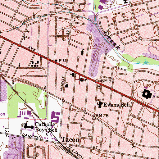 Topographic Map of Saint Catherines School, AL