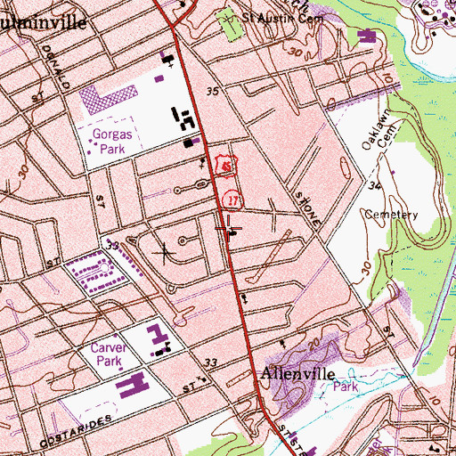 Topographic Map of Saint Francis Xavier Catholic Church, AL