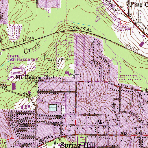 Topographic Map of Saint Ignatius Church, AL