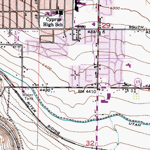 Topographic Map of Oquirrh Hills Subdivision 5, 6, 8 and 9, UT