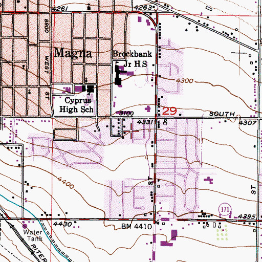 Topographic Map of Pleasant Green Acres Subdivision, UT