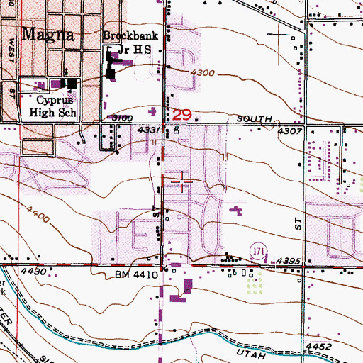 Topographic Map of Pleasant Green Acres Subdivision 3-9, UT