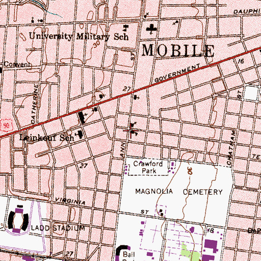 Topographic Map of Saint Joan of Arc School, AL