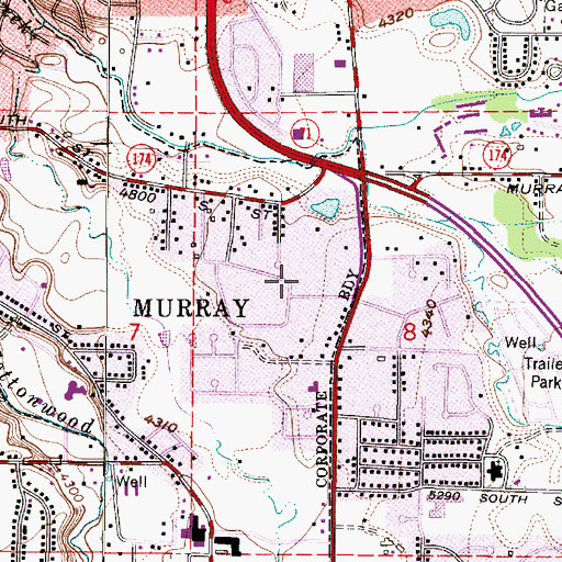Topographic Map of Three Fountains Townhomes and Manor Houses, UT