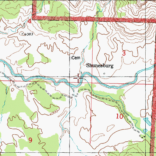 Topographic Map of Shunes Creek, UT