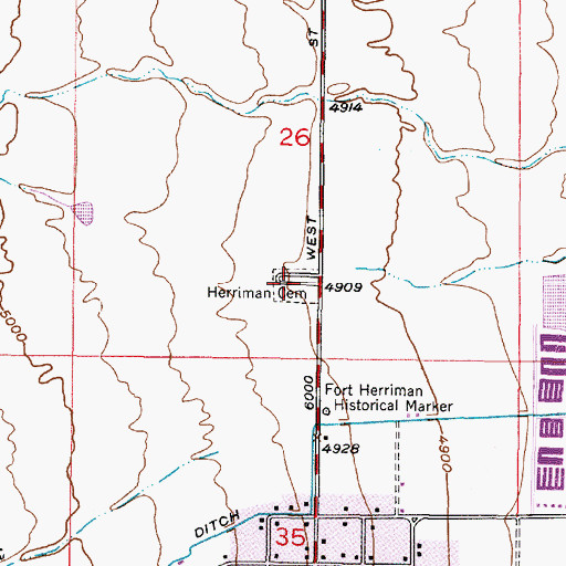 Topographic Map of Herriman Cemetery, UT