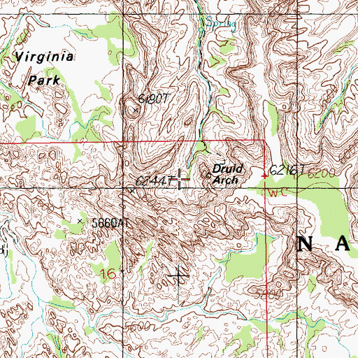 Topographic Map of Druid Arch, UT