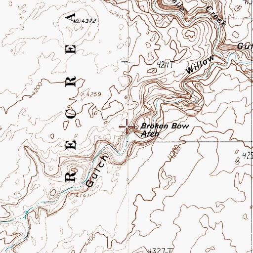 Topographic Map of Broken Bow Arch, UT