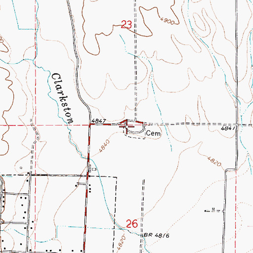 Topographic Map of Clarkston City Cemetery, UT