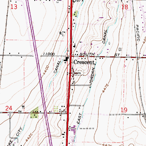 Topographic Map of Crescent Cemetery, UT