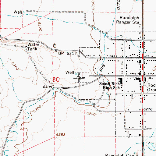 Topographic Map of Randolph City Cemetery, UT
