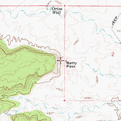 Topographic Map of Batty Pass, UT