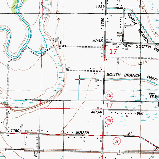 Topographic Map of South Branch West Weber Canal, UT