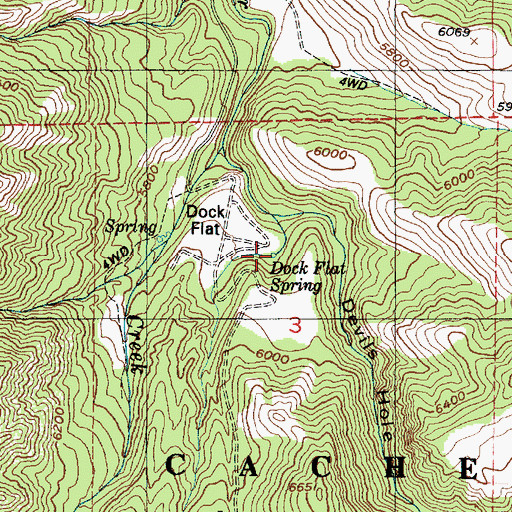 Topographic Map of Dock Flat Spring, UT