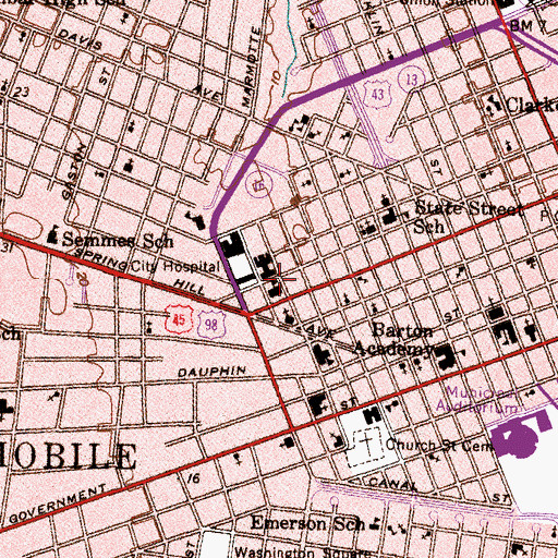 Topographic Map of Saint James Roman Catholic Church (historical), AL