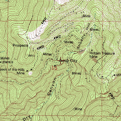 Topographic Map of Jacob City, UT
