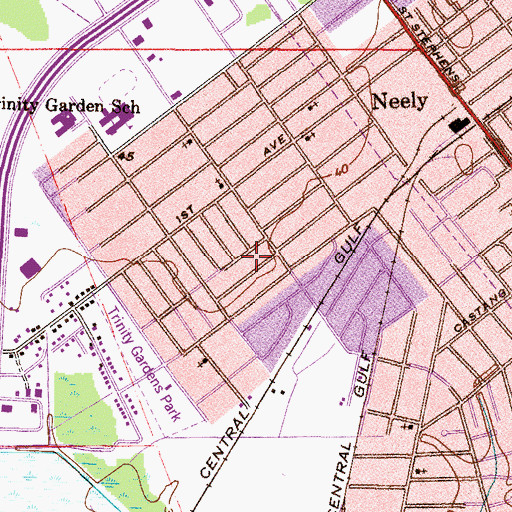 Topographic Map of Saint Mark Baptist Church, AL