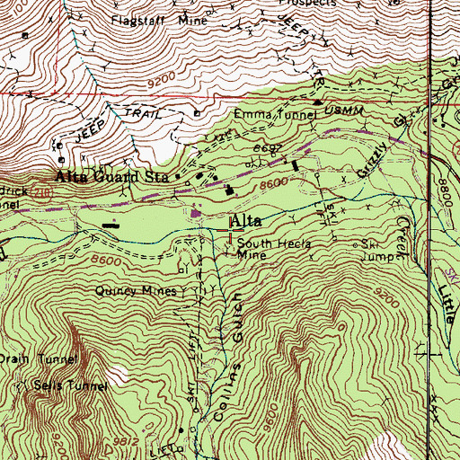 Topographic Map of Alta City Cemetery, UT
