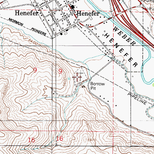 Topographic Map of Henefer Cemetery, UT