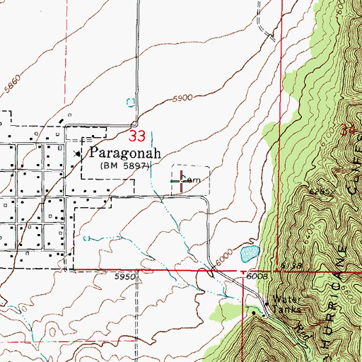 Topographic Map of Paragonah Cemetery, UT