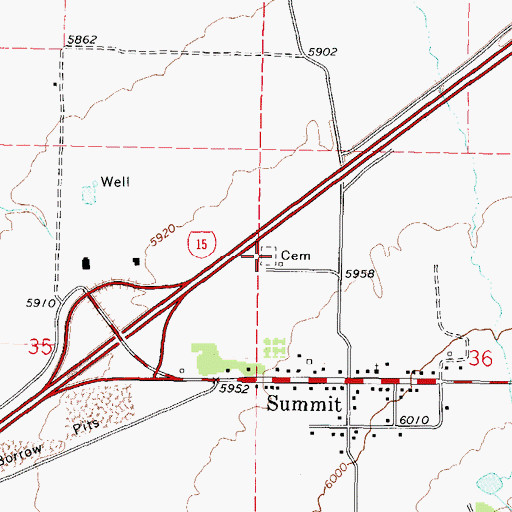 Topographic Map of Summit City Cemetery, UT